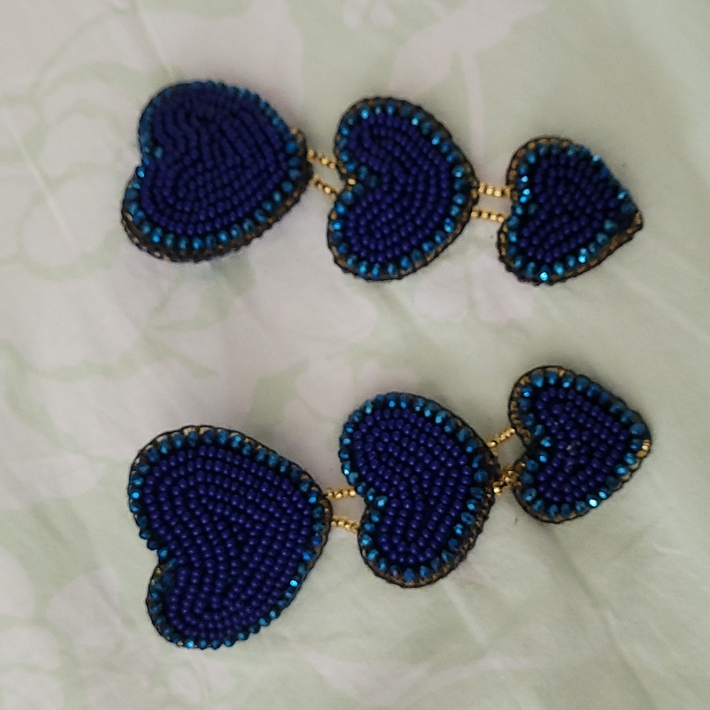 Heart triple beaded earrings Colombian